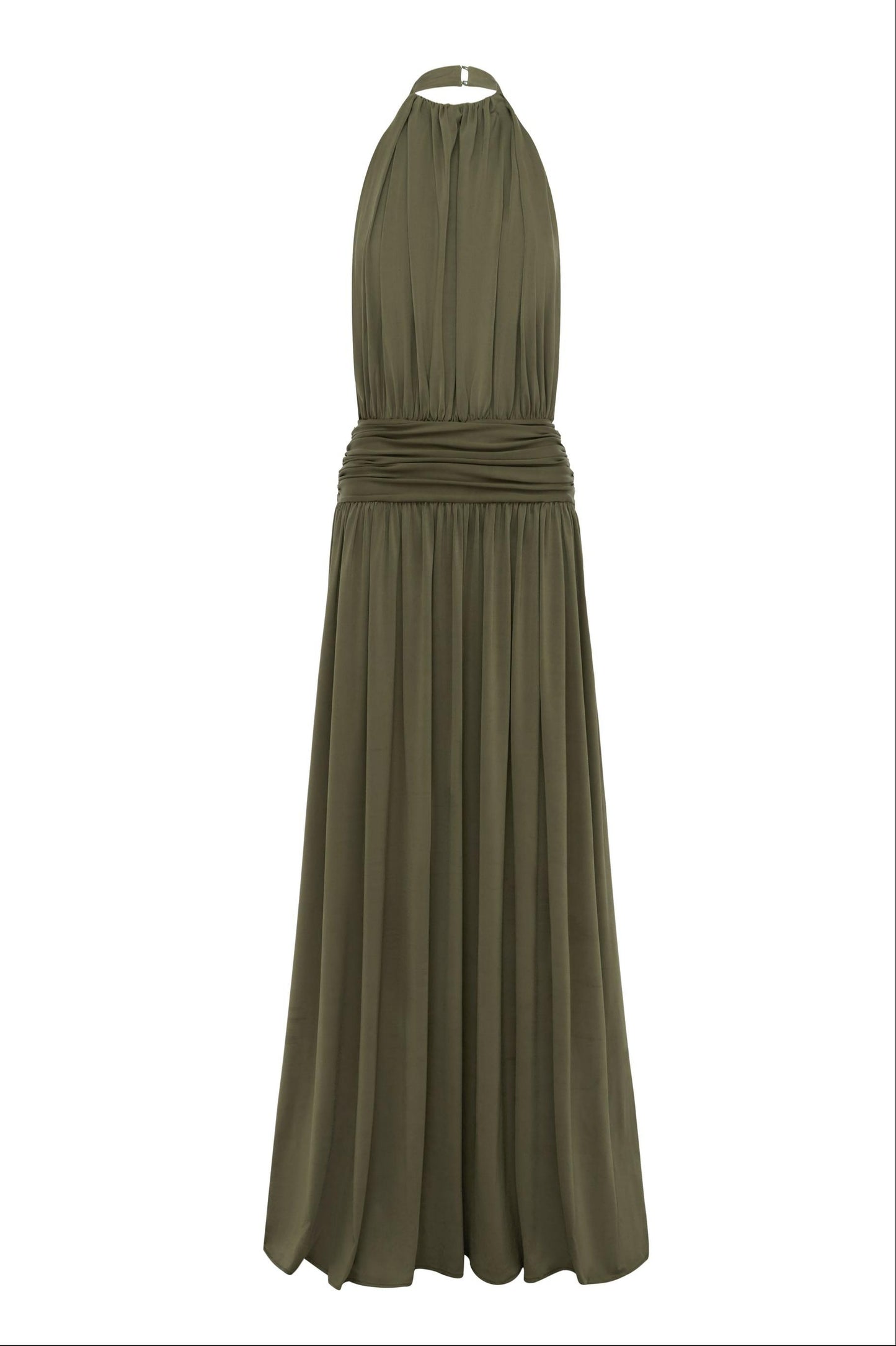 Halter Neck Backless Gathering Maxi Dress