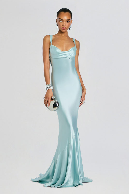 Satin Backless Slip Maxi Dress
