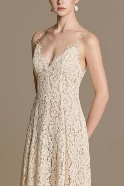 Lace Slip Maxi Dress With Cape