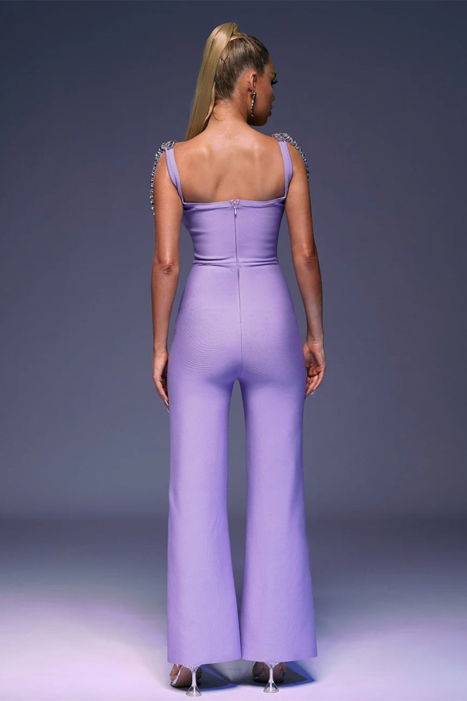 Jane Square Neck Crystal Embellished Jumpsuit