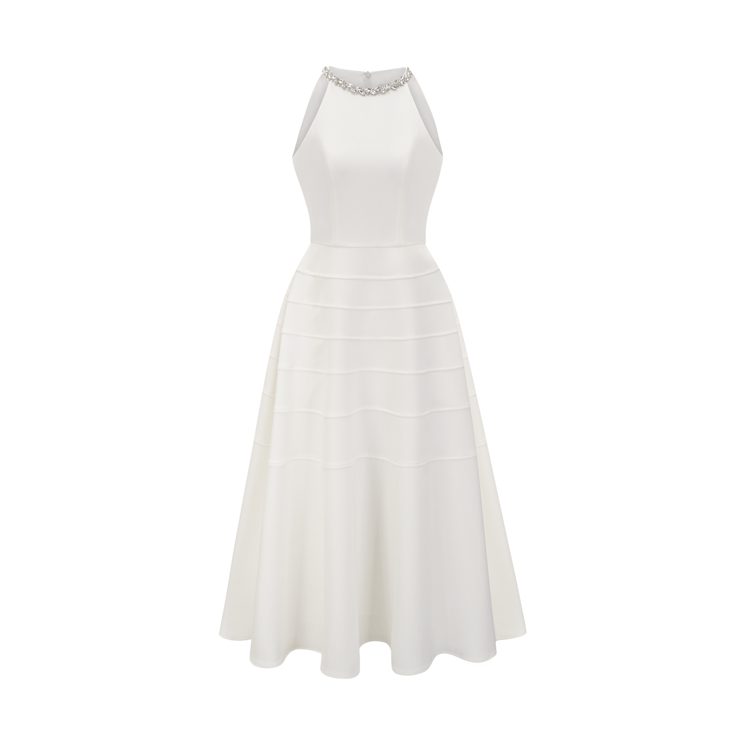 Inès white crystal-embellished midi dress