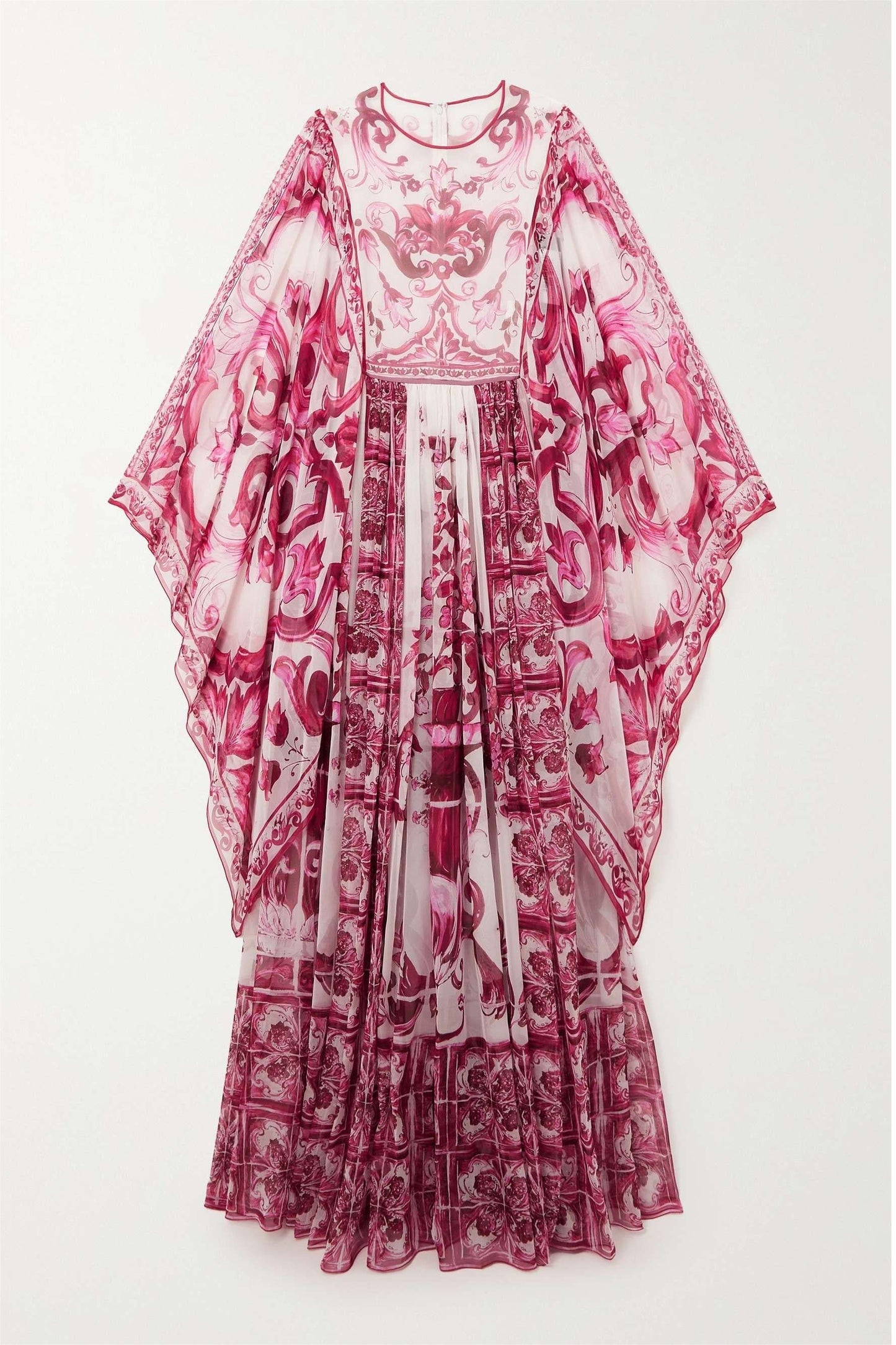 Paisley Round Neck Ball Sleeve Midi Dress