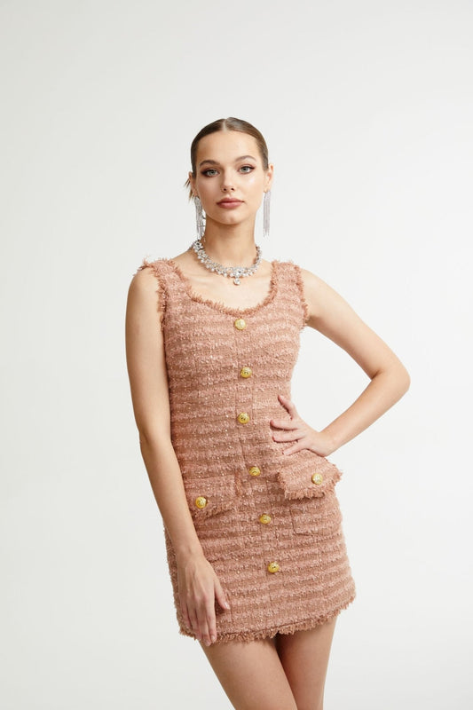 Liane tweed button-down fastening dress
