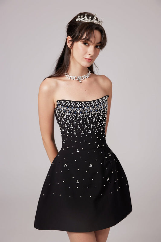 Melisande black embellished mini dress