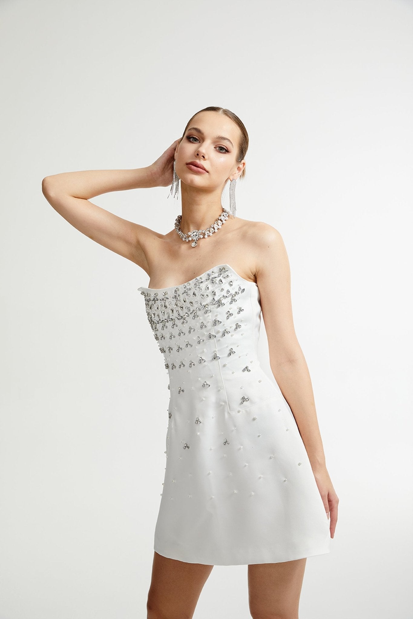 Melisande white embellished mini dress